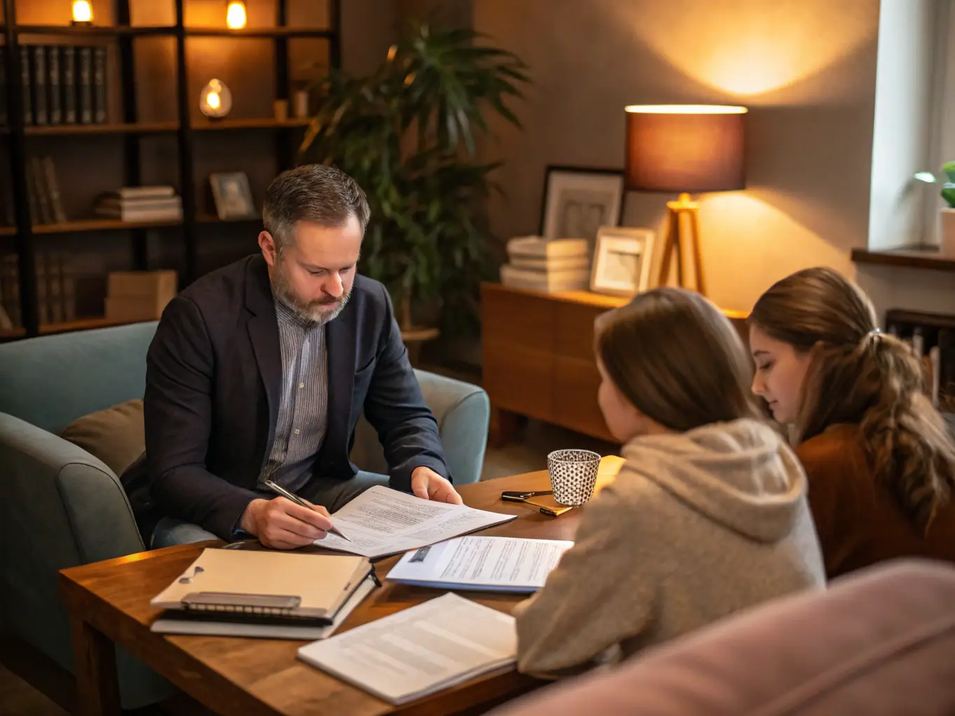 An image of a Chen Attorneys lawyer providing personalized legal advice to a client in a comfortable and private setting.